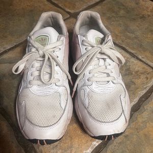 Adidas Falcon sneakers white green and pink